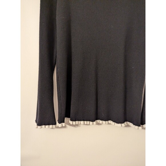 Calvin Klein Women's Sweater Pullover Ribbed Colorblock Black White Trim Size L - Picture 8 of 8